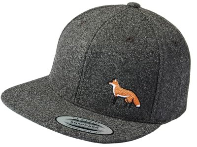 Baddery Cap Flexfit Snapback : Fuchs - Kappe Herren & Damen Jäger Geschenke Jagd Mütze (Wool Dark Grey - One Size)