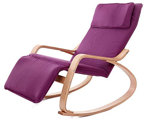 KOHARA Schaukelstuhl, bequemer Relax-Schaukelstuhl, Lounge-Sessel mit Baumwollstoff, Faltbarer Schaukelstuhl (Farbe: Lila)