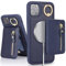 SailorTech iPhone 11 Pro Max Phone Leather Case with Credit Card Holder Magsafe, iPhone 11 Pro Max Case Ring Stand with Kickstand Card Slots Wallet Detachable 2-in-1 Zipper Case - Navy Blue