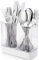 Utensil Holder for Kitchen, Plastic Kitchen Cutlery Drainer Sink Caddy, Removable Drainable 2 Compartments Utensil Organizer for Chopsticks Spoon Knife and Fork