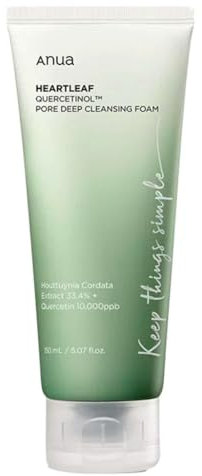 Anua - Heartleaf Quercetinol Pore Deep Cleansing Foam Mousse nettoyante pour éliminer les cellules mortes et purifier les pores Nettoyant coréen pour le visage 5.07 fl oz (150ml)