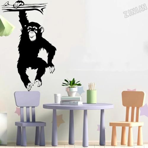 YOUSHIHUI Affe Baum Wandtattoo Kinderzimmer Kinderzimmer Wandaufkleber Dschungel Tier Vinyl Schlafsaal Selbstklebendes Wandgemälde 57x93cm