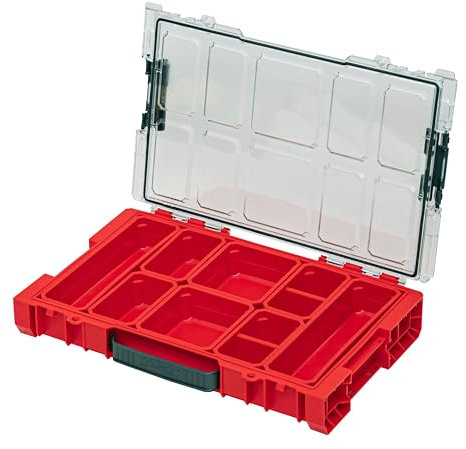 QBRICK SYSTEM Malette Outils Boîtes à Outils Valise PRO Organizer 100 RED Ultra HD Boîte De Tri De Gamme De Vis Rouge 460 x 310 x 105 mm