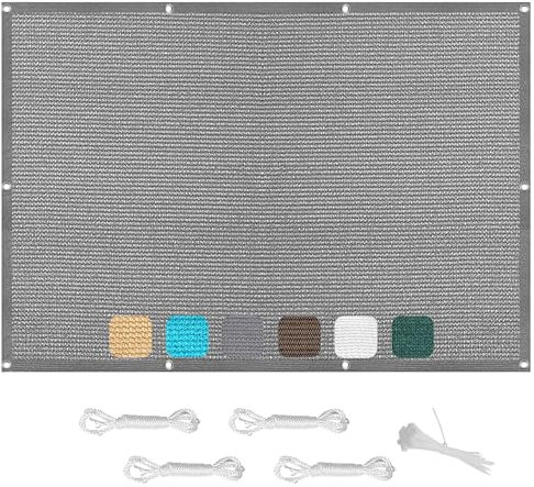 Sonnensegel 5x8m HDPE atmungsaktiv Schattenstoff Sonnenschutz Terrassenüberdachung mit Ösen mit Gratis Seil für Gewächshaus, Rasen, Schwimmbad, Hellgrau