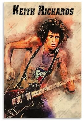 LAIRIBA Poster Guitarist Keith_Richards, Ölgemälde-Stil, Leinwand-Poster, Wandkunst, Wohnzimmer, Schlafzimmer, Dekoration, Poster, 30 x 45 cm, ungerahmt, 3 Stück