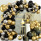 Kit Arco Palloncini Oro Nero Argento, 102pcs Ghirlanda Palloncini Oro Nero con Palloncino Coriandoli Oro, Laurea Decorazioni Festa Nero Oro per Compleanno Matrimonio Pensione Capodanno Anniversario