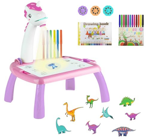 Drawing Projector Table for Kids - Unicorn Gifts for Girls, Kids Drawing Set for Children Age 2 3 4 5 6 7 8 Years Old, Girls Painting Easel Gift for Birthday Christmas for Home School Party, Unicorn