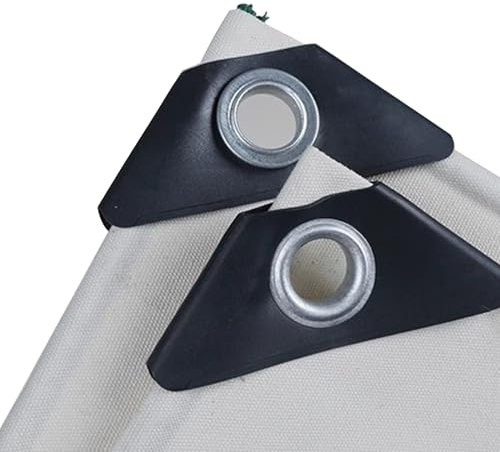 Canvas Tarpaulin 3x3m 3x4m 3x5m Waterproof Heavy Duty White Tarp Sheet Cover with Eyelets and Rope for Caravan, Pool, Boats(1x1.5m)