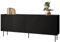 Mirjan24 Kommode Likade 200 4D mit 4 Türen, innen 8 Fächer, gefräster Front, Ohne Griffe, Metallfüße, Highboard, Anrichte, Sideboard, Mehrzweckschrank (Schwarz)