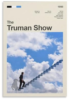 Filmposter Mid Century Modern The Truman Show, Kunstdruck, Wandfoto, Malerei, Poster, Hängebild, Familiendekoration, 20 x 30 cm