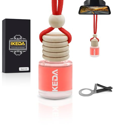 Ikeda Autoduft Hängend Nachfüllbar, 45+ Tage Langanhaltend, Lufterfrischer mit Clip & Naturöl (Kaffee, Orange, Vanille), Für Auto & Zuhause Blühendes Leben,10 ml