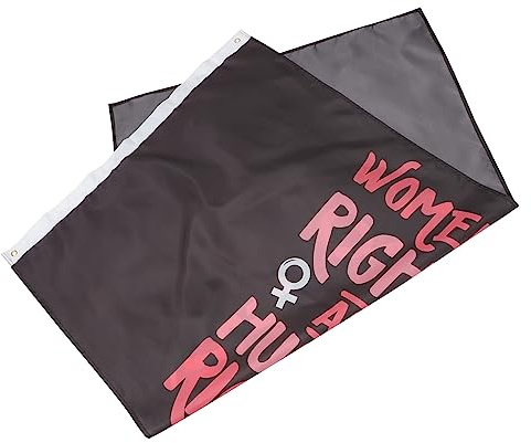 KONTONTY Außenbanner Frauenrechte Sind Menschenrechte Polyester Flagge mit Einfacher Aufhängung und Rotschwarzem Design für Party und Gartendekoration