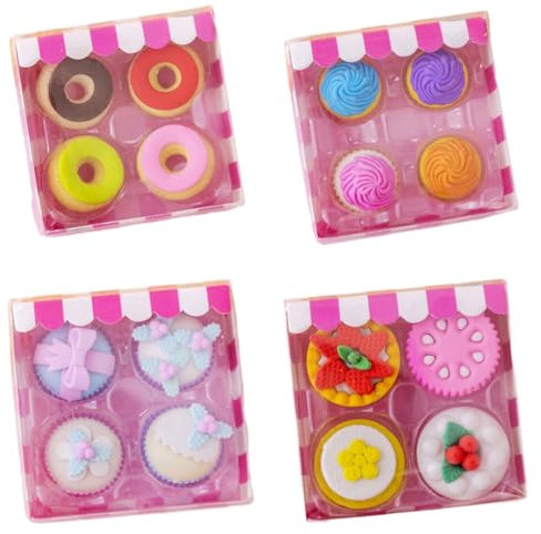 Kreative abnehmbare Box, Radiergummi, Cartoon-Radiergummi, Lernbedarf, Süßes Donut-Serie, 4 Stück