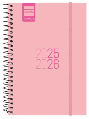 Finocam - Agenda Espir Corso 2025 2026, vista settimanale orizzontale, settembre 2025 - agosto 2026 (12 mesi), rosa spagnolo