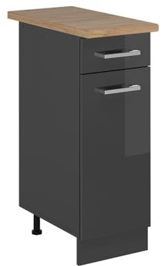 Vicco Mueble bajo de Cocina R-Line, Antracita Alto Brillo, 30 cm, ET Roble