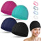 BORISCA 4 Pz Cuffie Piscina Adulti Unisex e 4 Clip Naso, Elastici Cuffia Piscina Uomo Tessuto, Confortevole Cuffia per Piscina Donna Tessuto, Cuffia da Bagno in Tessuto per Sport Acquatici(4 Colori)