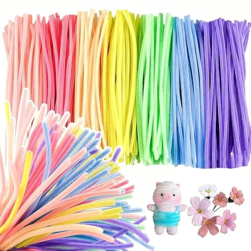 APKOL 200 Stück Pfeifenputzer zum Basteln, 10 Macaron Farben