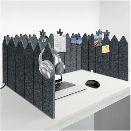 BXI Faltbarer Filz-Schreibtisch-Trennwand, 41,9 x 213,4 cm, kippsicher, vielseitiger Kabinenschild mit Clips zum Aufhängen von Notizen und Gegenständen, akustischer Tisch-Bildschirm für Büro, Zuhause