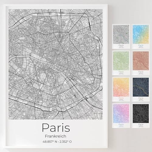 Mapdify Paris personalisiertes Stadtposter, dein Lieblingsort als Wandposter, Karte deiner Stadt, personalisiertes Andenken an Paris – Stil: Pure