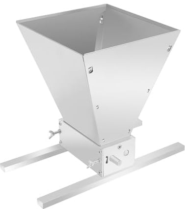 Getreidemühle Manuell, Edelstahl und Kohlenstoffstahl, 4L Trichter, 0-2,5mm Walzenabstand, Handkurbel oder Bohrmaschinen-Antrieb, Modern, für Getreide