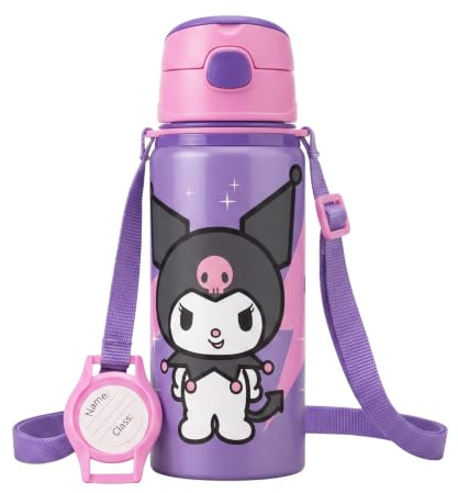 Hello Kitty Botella Reutilizable, Diseño Aluminio Resistente Botella de Viaje con Asa, Capacidad de 600 ml