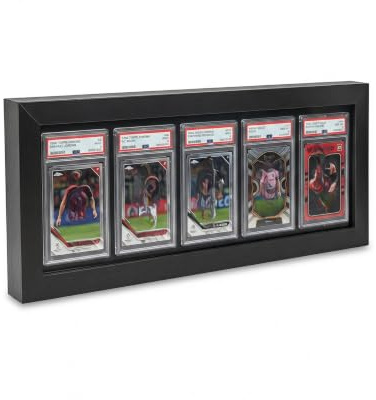iplusmile Sammelkarten Display Rahmen PSA kompatibel 5 Fächer | Spielkarten Vitrine für Baseball Basketball - Wand und Tisch Präsentationsrahmen Schwarz - Schutz für Sammler