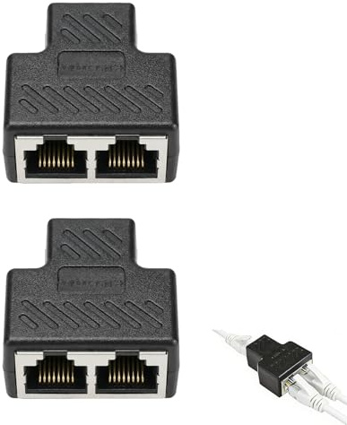 Larebidtex 2 Stück Ethernet Splitter Netzwerk Verlängerungen Adapter, RJ45 Splitter LAN Switch 2Port, Kabelverteiler für Netzwerkadapter, RJ45 Kupplung Ethernet LAN Kabel Adapter Verbinder
