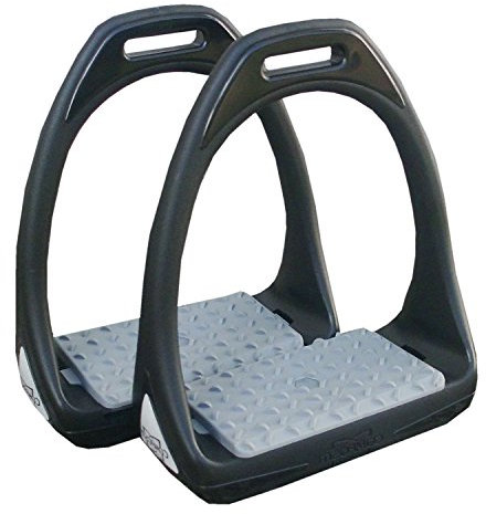Compositi Kunststoffsteigbügel Reflex mit Flexibler breiter Trittfläche schwarz/grau Steigbügel aus Kunststoff