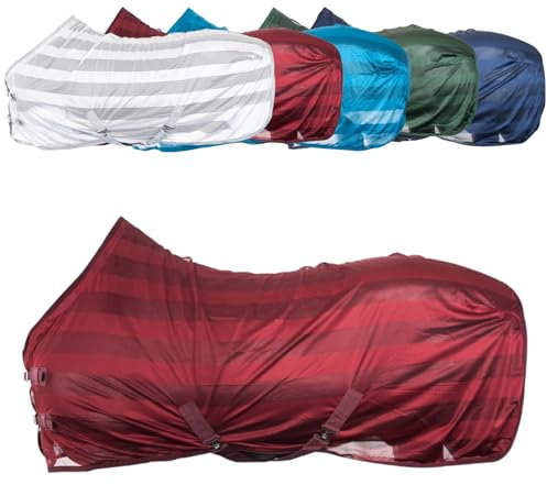 RL24 - Fliegendecke für Pferde Basicline | effektiver Schutz vor Insekten | Ekzemerdecke mit Verstellbarer Kreuzbegurtung | atmungsaktiv & strapazierfähig | Pferdedecke in Weinrot | 135cm