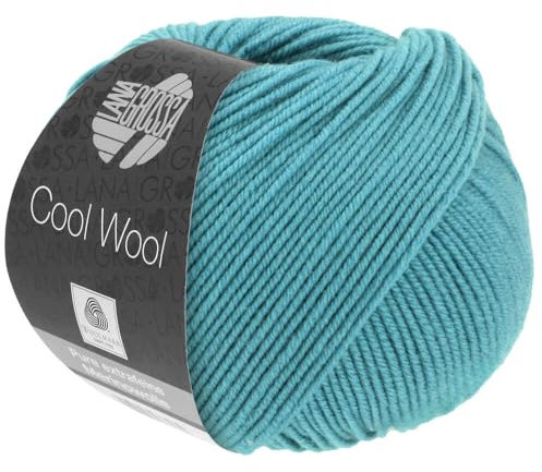 LANA GROSSA Cool Wool Uni | Extrafeine Merinowolle waschmaschinenfest und filzfrei | Handstrickgarn aus 100% Schurwolle (Merino extrafein) | 50g Wolle zum Stricken & Häkeln | 160m Garn FB 2048