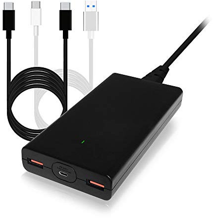 BatPower P120B High Power Delivery Slim 120W USB-C Laptop Charger Compatible with HP Dell Razer Lenovo Surface Book 3 2 Pro X Laptop PD USB C power supply notebook tablet Type C adapter Dual USB QC3.0