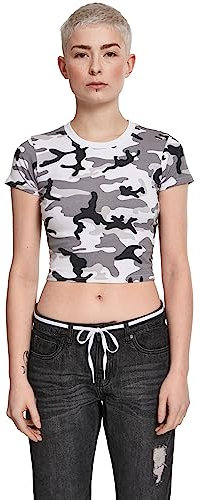 Urban Classics Women's Ladies Stretch Jersey Cropped Tee T Shirt, Multicolour (Snowcamo 00787), XS UK