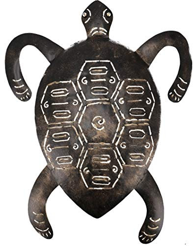 GURU SHOP Wandlampe/Wandleuchte, Kinderzimmer Lichtobjekt, Handgefertigt aus Metall - Schildkröte Braun/gold, 58x42x6 cm, Wandleuchten