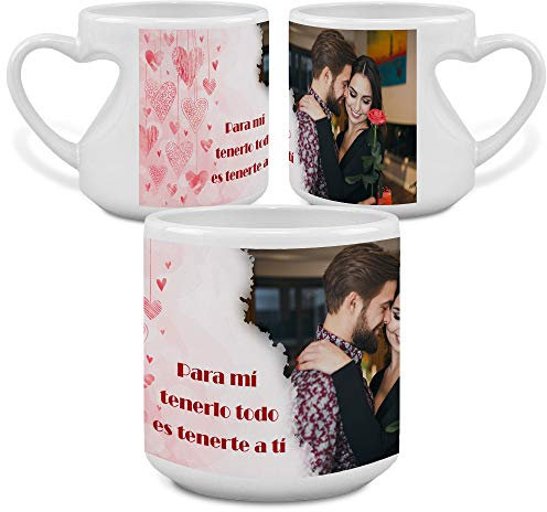 Taza Personalizada de San Valentín. Tazas Personalizadas con Foto y Texto. Regalos Originales para Parejas y Enamorados. Detalle Romántico con Frases. Regalo para Mi Novio Friki. CORAZONES