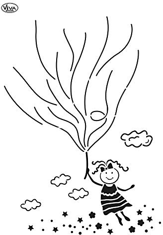 VIVA DECOR Schablone Blob Paint Luftballon Mädchen DIN A3