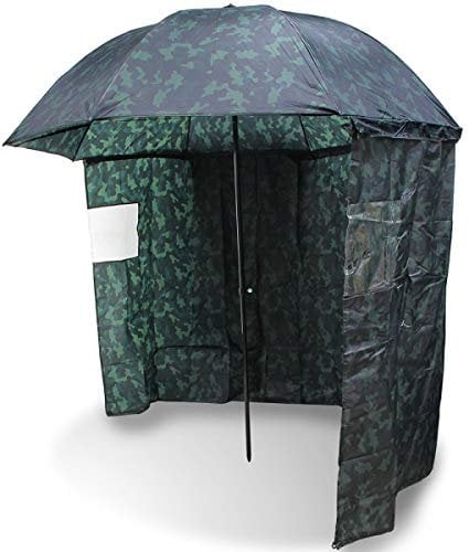 DNA Leisure NGT Carp Fishing 45 Dark Camo Umbrella Brolly Shelter System With Zip on Side Sheet & Tilt Function