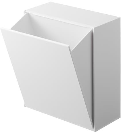Yamazaki 5433 TOWER Klebehaken-Aufbewahrungsbox, weiß, ABS-Harz, minimalistisch, 17 x 8.7~16 x 20 cm