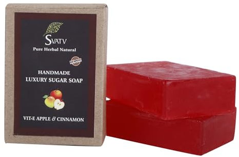 SVATV Handmade Seife with natural, soothing herbs of Vit - E & Apple Cinnamon Moisturizing for Men and Women - Traditional Ayurvedic Herbal body Seife bars for all skin types -125g x2 Bars