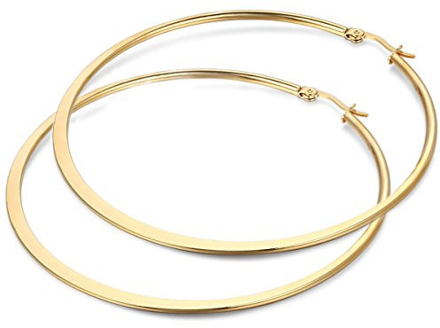 JewelryWe Große Creolen Ohrringe Damen: 73 mm Gold Edelstahl Flache Runde Kreis Huggie Creolen Hängnde Ohrringe Ohrstecker Ohrhänger Mode Schmuck Geschenk für Frauen Mädchen