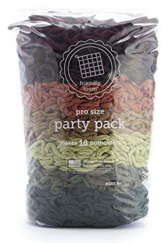 friendly loom | Party Pack - 10” PRO-Sized Earthtone Themed Potholder Weaving Loops | Craft 18 Cotton Potholders