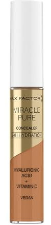 Max Factor Correttore Liquido Miracle Pure, Formula con Vitamina C e Acido Ialuronico, 24 Ore di Idratazione, 100% Vegan, Tonalità 07 Medium to Tan