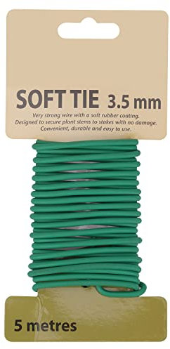 Trimming Shop 3.5mm Garden Soft Tie, Soft Twist Ties for Plant Support, Weatherproof Reusable Plastic Coated Long Twist Ties Rubberised Wires for Gardening Climbing Plants Shrubs and Flower, 5 Metres
