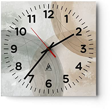 ARTTOR Moderne Glasuhr 30x30cm Quadrat Wanduhr Abstrakt Pastell - 4842 | Aquarell Räder Buntstift Glas Analog Wanduhr Lautlos Wanddekoration Wohnzimmer Küche Wanddeko Küchenuhr Geräuschlos ARTTOR