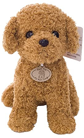 Realistischer Plüsch Teddy Dog,Simulation Hund Teddy Pudel 25cm,Hunde Spielzeug Kuscheltier für Kinder,Sitzend Plüschhund Kuscheltier Stoffhund,Plüschtier Welpen Kissen Geschenke für Kinder