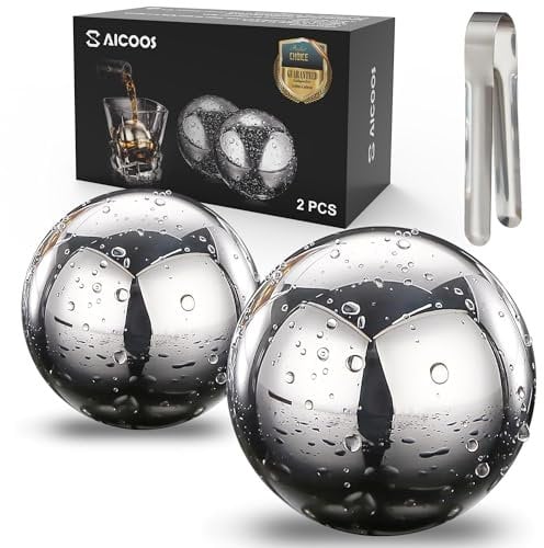 Reusable Metal Ice Cubes for Drinks Christmas Gifts - Stainless Steel Ice Round Balls, for Birthday Gifts for Men, Gift for Boyfriend and Mens Gifts(55mm)