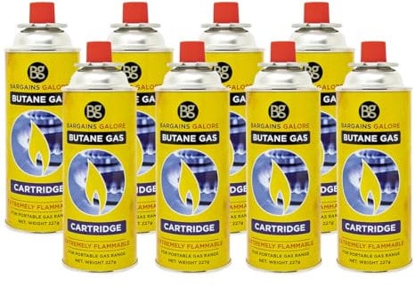 8 Butane Gas Bottles - Canisters Portable Cooker Chef BBQ Cylinders Refill Tins Bottle | EN417 220g | Suitable for Camping Stove, Heater Blowtorch, BBQ, Gas Weed - Camping Cooking Heating