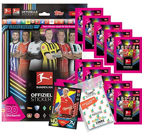 collect-it.de MY HOME OF CARDS + TOYS Exklusive Aufbewahrungshüllen im Bundle mit Bundesliga Sammelsticker 2022/23-1 Album inkl. 20 Sticker + 10 Tüten + 1 seltene Nationalspieler Karte