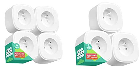 Meross Prise Connectée WiFi (Type E), Prise Intelligente Compatible avec Alexa & Prise Connectée WiFi (Type E), Prise Intelligente Compatible avec Alexa, Google Home et SmartThings