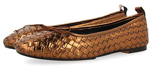 Ballerines couleur bronze en peau tressée pour femme tulbing