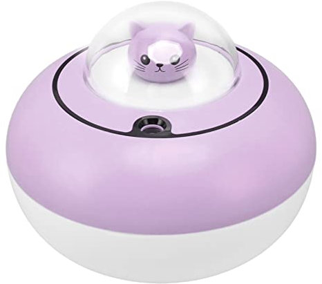 Shanrya Humidifier, Desk Humidifier Stylish Cute Cat Sculpture for Office (Purple)